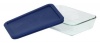 Pyrex Storage 3-Cup Rectangular Dish with Dark Blue Plastic Cover, Clear