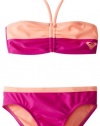 Roxy Girls 7-16 Little Beauty Drawstring Bandeau Swimsuit Set, Ultraviolet, 8