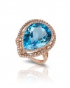 Effy Jewlery 14K Rose Gold Blue Topaz and Diamond Ring, 14.81 TCW Ring size 7