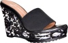 Lisa for Donald J Pliner Kalee India Embroidery Wedges, Black/White, (8.5M)