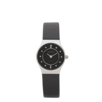 Skagen Women's 233XSSLB Skagen Denmark Wo Black Dial with Black Leather Watch Skagen Women's 233XSSLB Skagen Denmark Wo Black Dial with Black Leather Watch