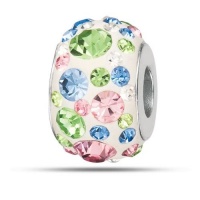 Pink, Blue And Green Kaleidoscope Bead In Sterling Silver Pink, Blue And Green Kaleidoscope Bead In Sterling Silver