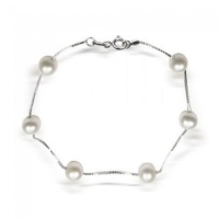Bling Jewelry Sterling Silver Tin Cup White Freshwater Pearl Station Bracelet Bling Jewelry Sterling Silver Tin Cup White Freshwater Pearl Station Bracelet