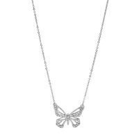 Fossil Butterfly Silver Pendant Necklace, 18 Fossil Butterfly Silver Pendant Necklace, 18