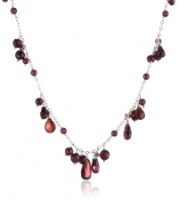 Sterling Silver Garnet Necklace, 17 Sterling Silver Garnet Necklace, 17