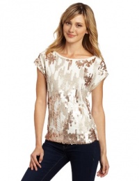 XOXO Juniors Sequin Front Surplus Back Top, Champagne, Small XOXO Juniors Sequin Front Surplus Back Top, Champagne, Small