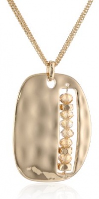 Kenneth Cole New York Shiny Metals Faceted Bead Gold Sculptural Rectangle Pendant Necklace, 23 Kenneth Cole New York Shiny Metals Faceted Bead Gold Sculptural Rectangle Pendant Necklace, 23