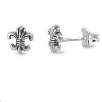 Sterling Silver 7mm Fleur De Lis Stud Earrings Sterling Silver 7mm Fleur De Lis Stud Earrings