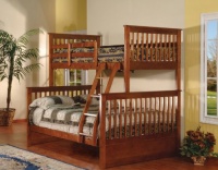 Walnut Finish Wood Twin Over Full Size Convertible Bunk Bed Walnut Finish Wood Twin Over Full Size Convertible Bunk Bed