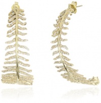 Mizuki 14k Gold and Diamond Curved Quill Hoop Earrings Mizuki 14k Gold and Diamond Curved Quill Hoop Earrings