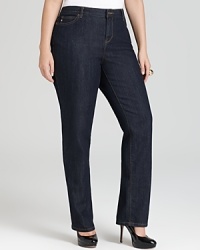 Signature logo hardware lends luxe edge to these MICHAEL Michael Kors Plus straight-leg jeans, designed in stretch denim for the ultimate fit. Signature logo hardware lends luxe edge to these MICHAEL Michael Kors Plus straight-leg jeans, designed in stretch denim for the ultimate fit.
