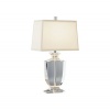 Robert Abbey 3329W Lamps with Rectangular Off-White Dupioni Silk Shades, Clear Crystal/Silver Plate Accents Finish