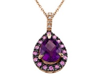 Genuine Amethyst Pink Sapphire and Diamond Pendant by Effy Collection® in 14 kt Rose Gold Genuine Amethyst Pink Sapphire and Diamond Pendant by Effy Collection® in 14 kt Rose Gold