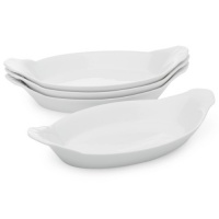 HIC Porcelain Oval Au Gratin, 10-inch, Set of 4