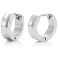 Sparkling 316L Stainless Steel Silver Hoop Earrings for Men Sparkling 316L Stainless Steel Silver Hoop Earrings for Men