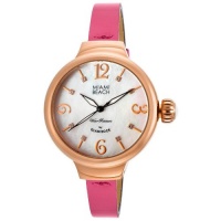 Women's Miami Beach Art Deco White Mother Of Pearl Dial Hot Pink Genuine Leather Women's Miami Beach Art Deco White Mother Of Pearl Dial Hot Pink Genuine Leather