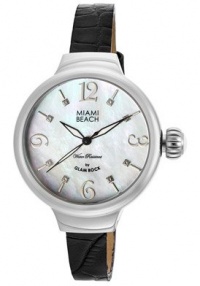 Women's Miami Beach Art Deco White Mother Of Pearl Dial Black Genuine Leather Women's Miami Beach Art Deco White Mother Of Pearl Dial Black Genuine Leather