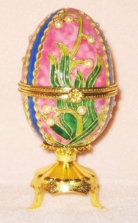 Collectable Cloisonne Faberge Inspired Pink Musical Egg Box Collectable Cloisonne Faberge Inspired Pink Musical Egg Box