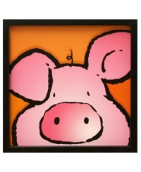 Pig penned. A chubby pink face peers out from within a simple black frame, bringing a touch of the farm to the kids' room or play area. Pig penned. A chubby pink face peers out from within a simple black frame, bringing a touch of the farm to the kids' room or play area.
