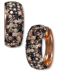 A sweetly shimmering mix. EFFY Collection's stunning hoop earrings are covered in round-cut black diamonds (3/8 ct. t.w.), cognac diamonds (1 ct. t.w.) and white diamonds (1/5 ct. t.w.). Set in 14k rose gold. Approximate diameter: 1/2 inch. A sweetly shimmering mix. EFFY Collection's stunning hoop earrings are covered in round-cut black diamonds (3/8 ct. t.w.), cognac diamonds (1 ct. t.w.) and white diamonds (1/5 ct. t.w.). Set in 14k rose gold. Approximate diameter: 1/2 inch.