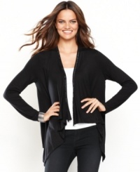 More substantial than a tee but lighter than a traditional cardigan, INC's wrapped topper features bugle beads for a touch of extra shine. Perfect for layering in transitional weather! (Clearance) More substantial than a tee but lighter than a traditional cardigan, INC's wrapped topper features bugle beads for a touch of extra shine. Perfect for layering in transitional weather! (Clearance)