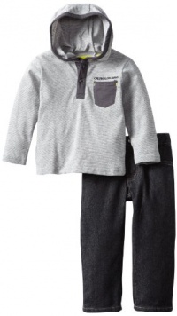 Calvin Klein Boys 2-7 2-Piece Hooded Top With Jeans, Gray, 3T Calvin Klein Boys 2-7 2-Piece Hooded Top With Jeans, Gray, 3T