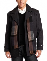London Fog Men's Belmont Single Breasted Peacoat With Scarf London Fog Men's Belmont Single Breasted Peacoat With Scarf
