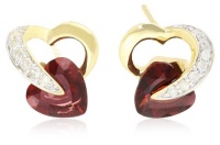 10k Yellow Gold Diamond and Garnet Heart-Shaped Earrings (.08 cttw, I-J Color, I2-I3 Clarity) 10k Yellow Gold Diamond and Garnet Heart-Shaped Earrings (.08 cttw, I-J Color, I2-I3 Clarity)