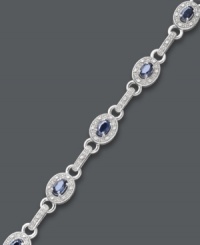 Royal sophistication. This oval link bracelet shines with the addition of oval-cut sapphires (2-5/8 ct. t.w.) and round-cut diamonds (1/4 ct. t.w.). Set in sterling silver. Approximate length: 7-1/2 inches.