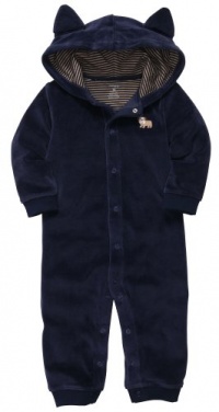 Carter's Baby Boys' Velour Hooded Jumpsuit - Navy - 9 Months Carter's Baby Boys' Velour Hooded Jumpsuit - Navy - 9 Months