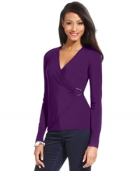 A flattering wrap silhouette lends an elegant look to any ensemble. Charter Club's petite sweater makes this cozy knit feel so feminine! A flattering wrap silhouette lends an elegant look to any ensemble. Charter Club's petite sweater makes this cozy knit feel so feminine!