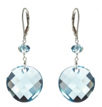 Sterling Silver Swarovski Crystal Elements Aquamarine Colored Round Twist and Rondelle Drop Earrings Sterling Silver Swarovski Crystal Elements Aquamarine Colored Round Twist and Rondelle Drop Earrings
