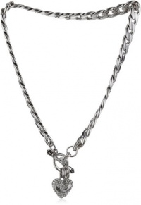 Juicy Couture Pave Heart Starter Necklace Silver-Tone Juicy Couture Pave Heart Starter Necklace Silver-Tone