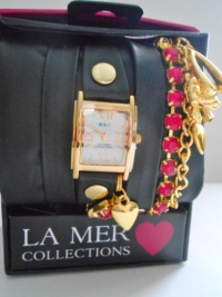 La Mer Special Edition 400 Crystal Lucky Charms Black Band Wrap Watch La Mer Special Edition 400 Crystal Lucky Charms Black Band Wrap Watch