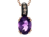 Effy Collection 14k Rose Gold Diamond And Amethyst Pendant Effy Collection 14k Rose Gold Diamond And Amethyst Pendant