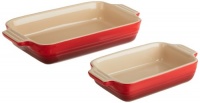Le Creuset Stoneware 1-1/4-Quart Rectangular Baker with Bonus 16-Ounce Rectangular Baker, Cherry Le Creuset Stoneware 1-1/4-Quart Rectangular Baker with Bonus 16-Ounce Rectangular Baker, Cherry