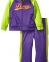 PUMA Girls 2-6X Toddler Raglan Tricot Track Jacket And Pant Set, Royal Purple, 4T