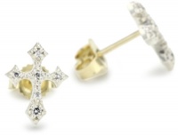 Mizuki Silver and Gold Petite Diamond Gothic Cross Stud Earrings Mizuki Silver and Gold Petite Diamond Gothic Cross Stud Earrings