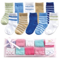 Luvable Friends 10-Piece Baby Socks Gift Set, Blue, 0-9 Months Luvable Friends 10-Piece Baby Socks Gift Set, Blue, 0-9 Months