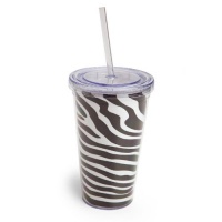 Cypress Home 17-Ounce Insulated Cup With Lid and Straw, Zebra Cypress Home 17-Ounce Insulated Cup With Lid and Straw, Zebra