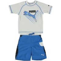Puma Kids Baby Boys Toddler Stripe Blocked Swim Set White 2T Puma Kids Baby Boys Toddler Stripe Blocked Swim Set White 2T