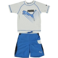 Puma Kids Baby Boys Toddler Stripe Blocked Swim Set White 2T