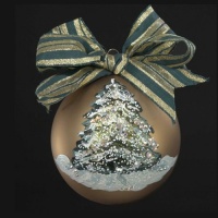Sarabella Painted Glass Ball with Tree Design Ornament, 100mm Sarabella Painted Glass Ball with Tree Design Ornament, 100mm