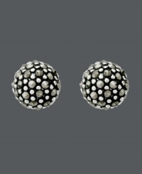 Get an early invite to the disco with playful studs by Genevieve & Grace. Glittering marcasite accents coat the surface of these flirty ball stud earrings (7 mm). Crafted in sterling silver. Approximate diameter: 1/4 inch. Get an early invite to the disco with playful studs by Genevieve & Grace. Glittering marcasite accents coat the surface of these flirty ball stud earrings (7 mm). Crafted in sterling silver. Approximate diameter: 1/4 inch.