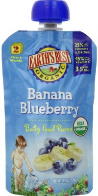 Earth's Best Organic Banana Blueberry Puree, 4.2 Ounce Pouches (Pack of 12)