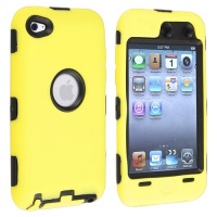 eForCity Hybrid Case for iPod touch 4G (Black Hard/Yellow Skin)