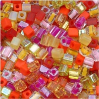Miyuki 4mm Glass Cube Beads Color Mix Tango Tropical 10 Grams Miyuki 4mm Glass Cube Beads Color Mix Tango Tropical 10 Grams
