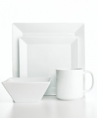 The Cellar Dinnerware, Whiteware Square 4 Piece Place Setting The Cellar Dinnerware, Whiteware Square 4 Piece Place Setting