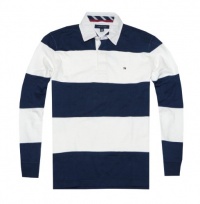 Tommy Hilfiger Men Wide Stripes Logo Long Sleeve Polo T-shirt Tommy Hilfiger Men Wide Stripes Logo Long Sleeve Polo T-shirt