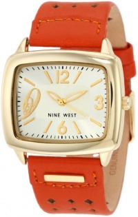 Nine West Women's NW1080CHOR Gold-Tone and Orange Strap Watch Nine West Women's NW1080CHOR Gold-Tone and Orange Strap Watch